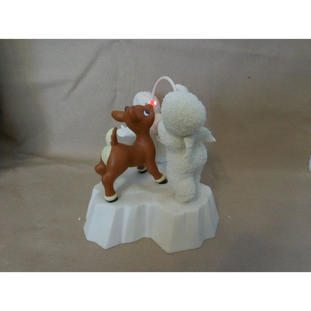 Snowbabies Dept 56 Guest Collection Rudolph‎ Gets Ready Red Nose Blinks + Box
